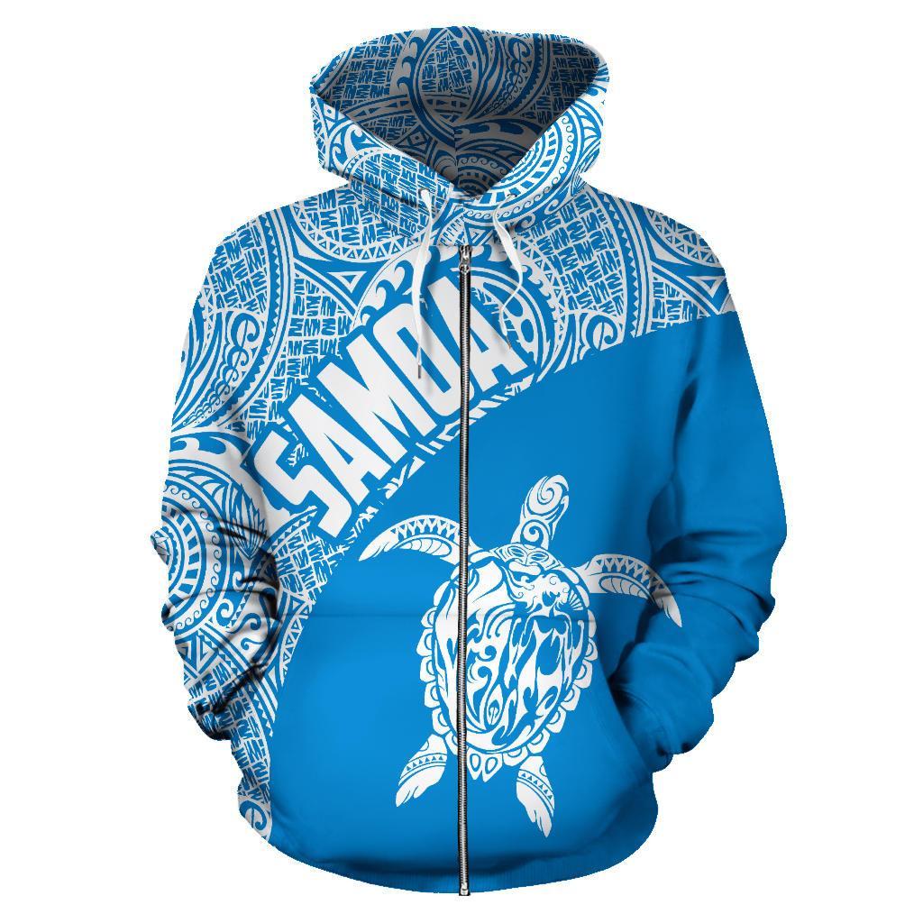 Samoa Zip up Hoodie Samoa Turtle Mermaid Polynesian Tattoo 03 - Polynesian Pride