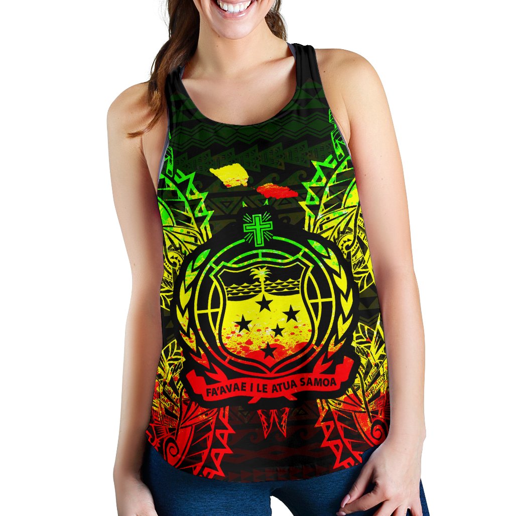 Samoa Polynesian Women Tank Top Map Reggae Reggae - Polynesian Pride