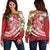 The Philippines Women's Off Shoulder Sweater - Summer Plumeria (Red) Red - Polynesian Pride