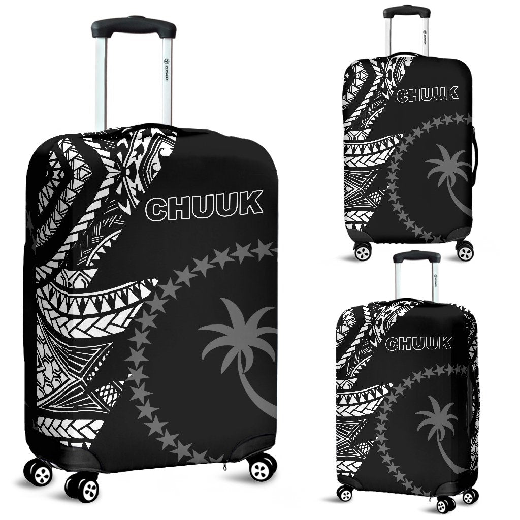 Chuuk Luggage Covers - Micronesian Pattern Flash Black Black - Polynesian Pride