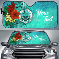 Federated States of Micronesia Auto Sun Shade - Tropical Flowers Style Auto Sun Shade - Federated States of Micronesia Universal Fit Green - Polynesian Pride