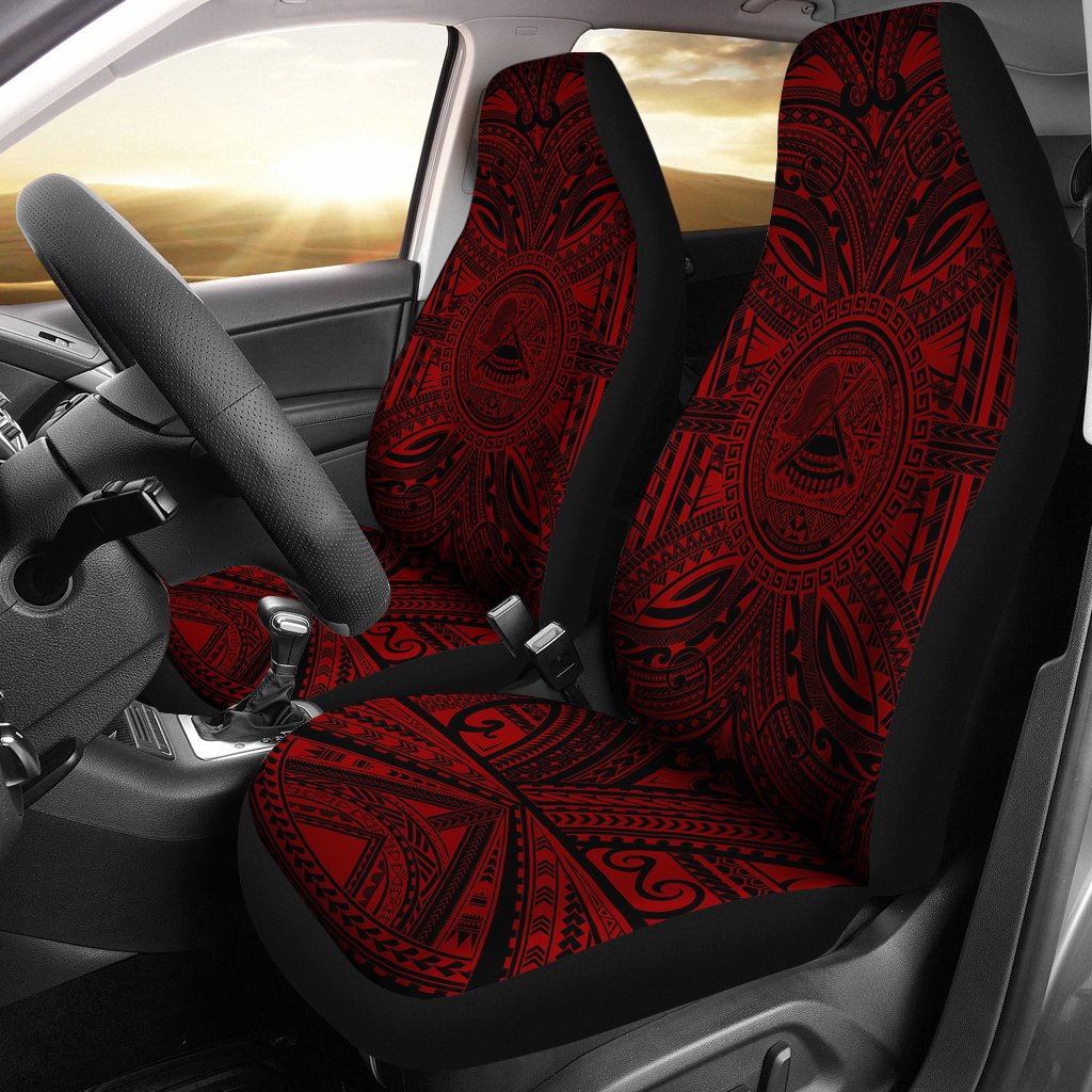 American Samoa Car Seat Cover - American Samoa Coat Of Arms Polynesian Red Black Universal Fit Red - Polynesian Pride