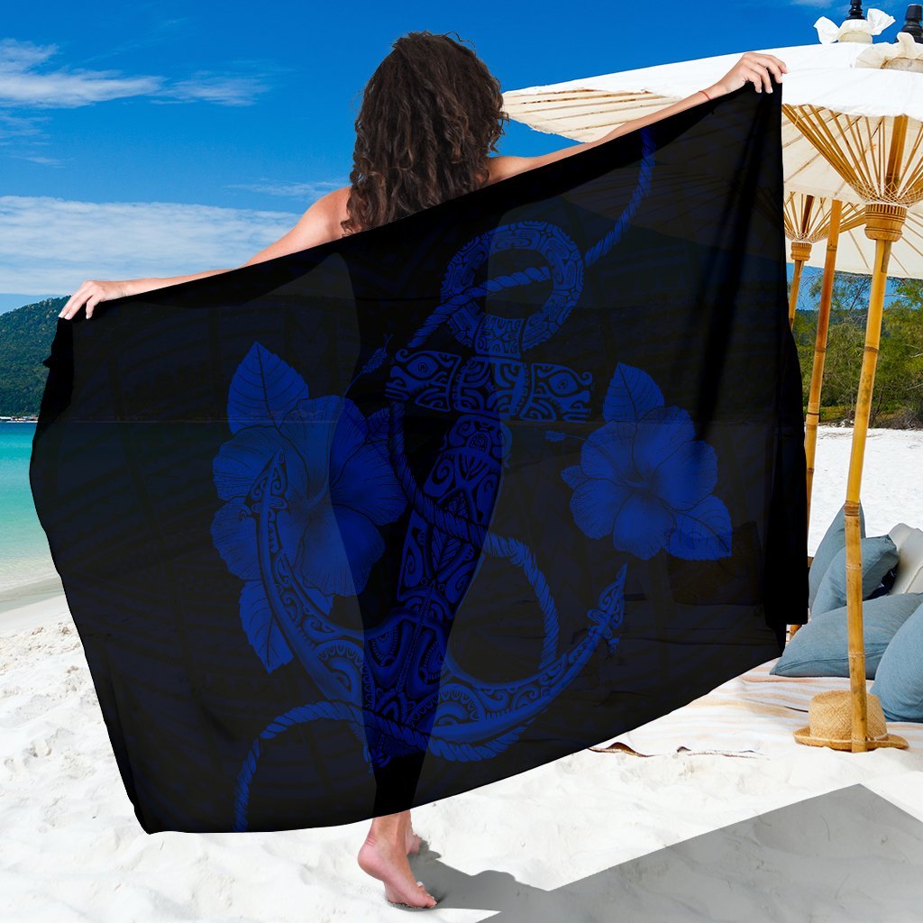 Anchor Blue Poly Tribal Sarong Sarong - 1 44*66 Inch Blue - Polynesian Pride