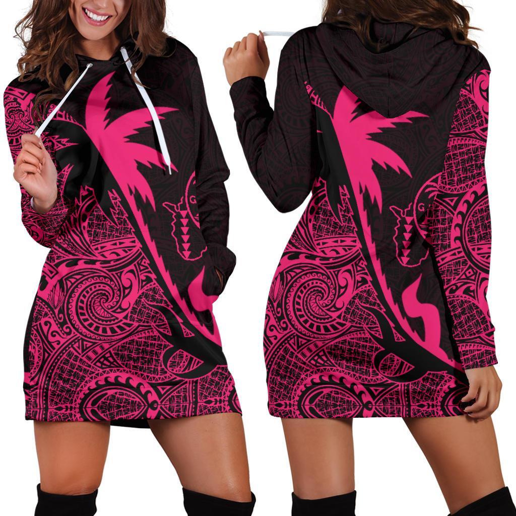 Guam Hoodie Dress - Guam Flag Coconut Tree Pink K4 - Polynesian Pride