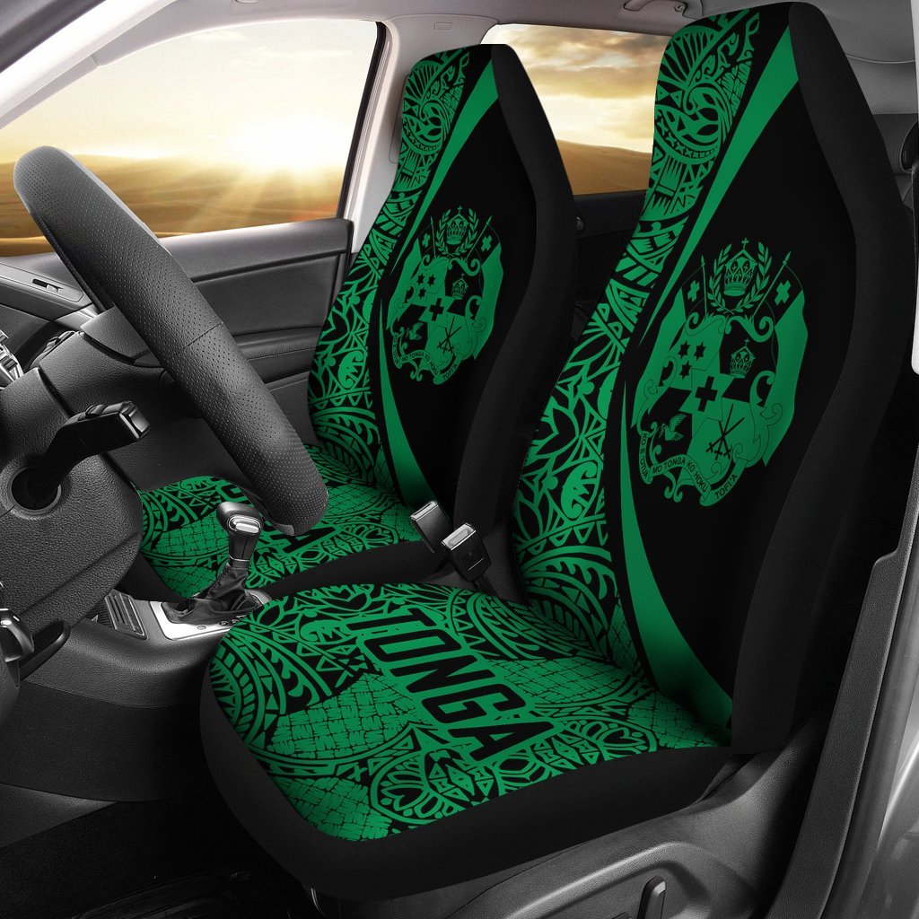 Tonga Polynesian Car Seat Covers - Circle Style 04 Universal Fit Black - Polynesian Pride