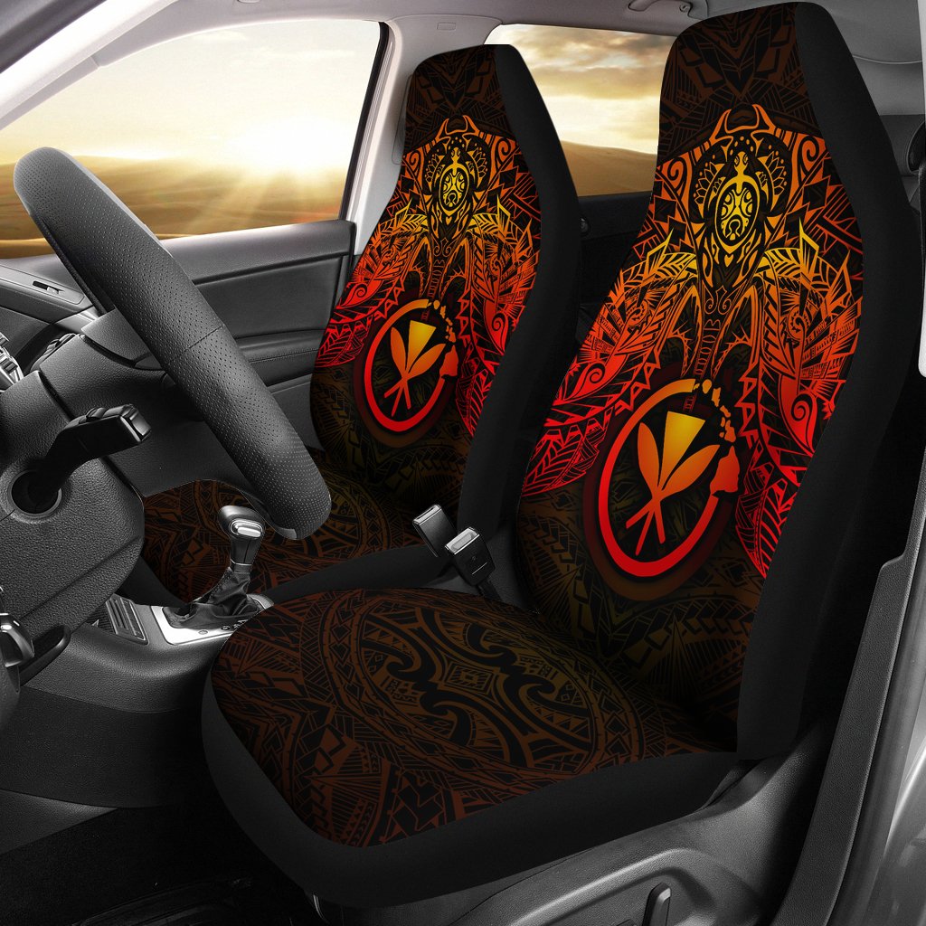 Hawaii Car Seat Covers - Kanaka Maoli Red Turtle Manta Ray Universal Fit RED - Polynesian Pride