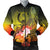 Pohnpei Men's Bomber Jacket - Humpback Whale with Tropical Flowers (Yellow) Yellow - Polynesian Pride