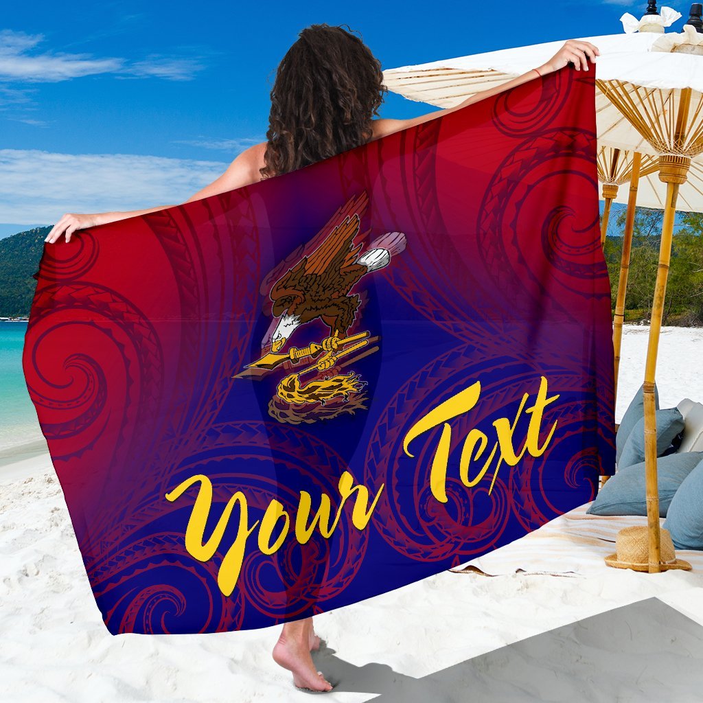 American Samoa Polynesian Custom Personalised Personalized Sarong - Bald Eagle (Blue - Red) One Style One Size Blue - Polynesian Pride