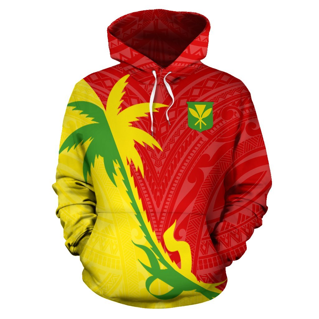 Hawaii Hoodie Kanaka Maoli Flag Coconut Tree - Polynesian Pride