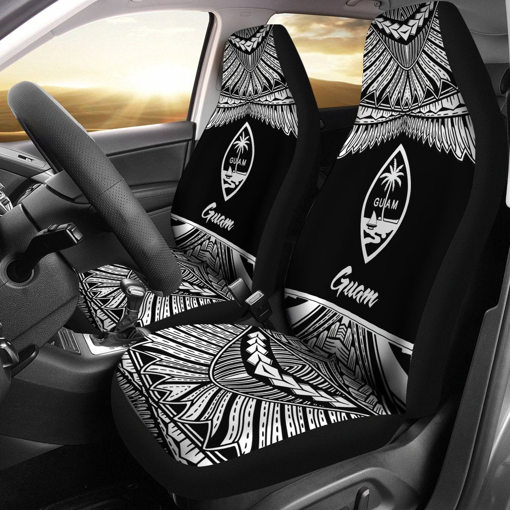Guam Polynesian Car Seat Covers - Pride White Version Universal Fit White - Polynesian Pride