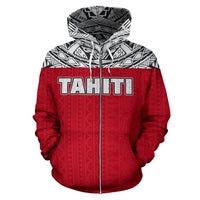 Tahiti All Over Zip up Hoodie Polynesian Hoodie Style - Polynesian Pride