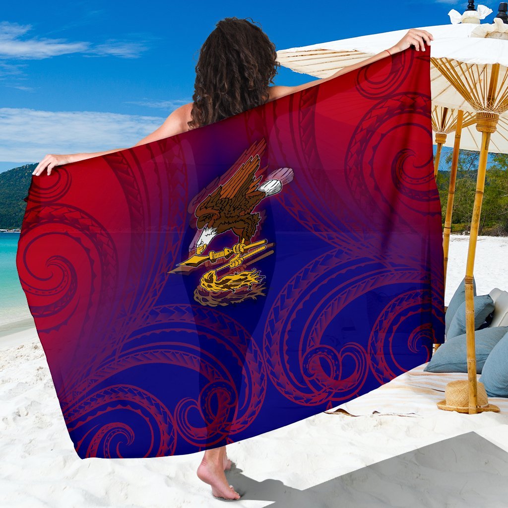 American Samoa Polynesian Sarong - Bald Eagle (Blue - Red) One Style One Size Blue - Polynesian Pride