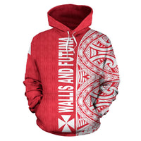 Wallis and Futuna All Over Hoodie Shoulder Style - Polynesian Pride