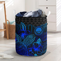 Federated States Of Micronesia Laundry Basket - Polynesian Turtle Hibiscus Blue Laundry Basket One Size Blue - Polynesian Pride