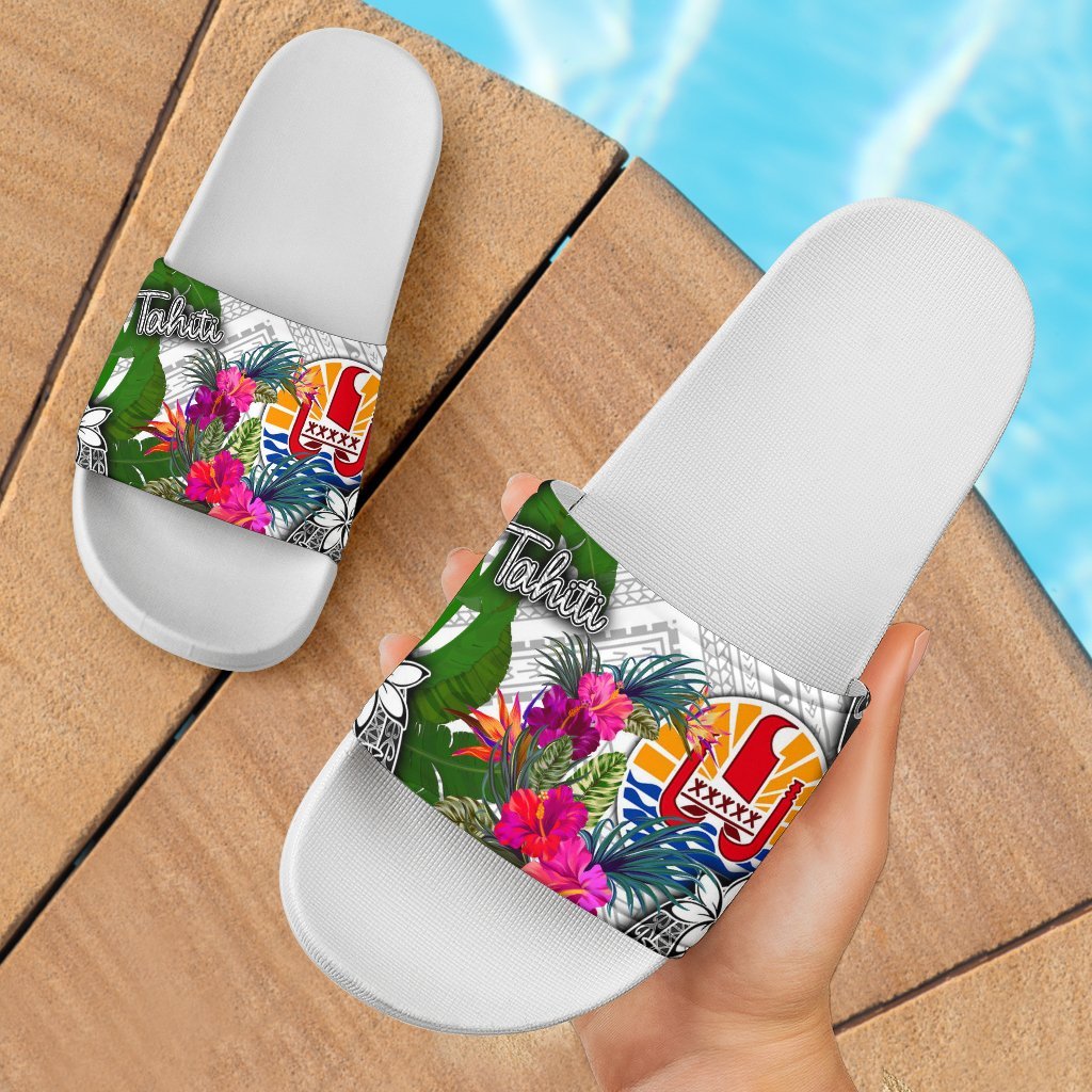Tahiti Slide Sandals - Turtle Plumeria Banana Leaf - Polynesian Pride