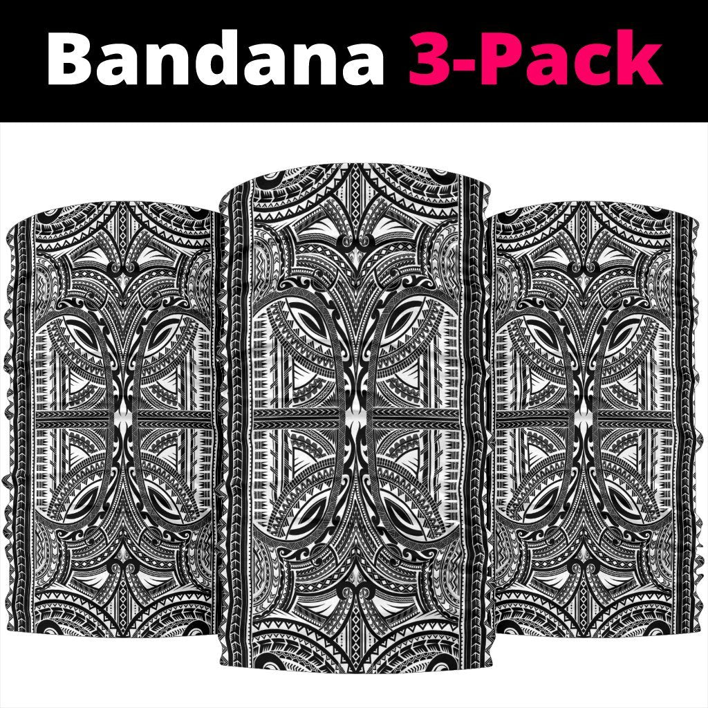 Polynesian Tribal Tatau White Unisex Bandana One Size White - Polynesian Pride