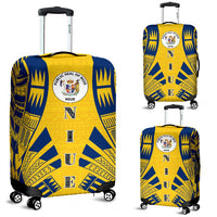 Niue Luggage Cover - Polynesian Tattoo Flag Yellow-Blue - Polynesian Pride