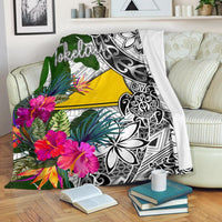 Tokelau Premium Blanket White - Turtle Plumeria Banana Leaf - Polynesian Pride
