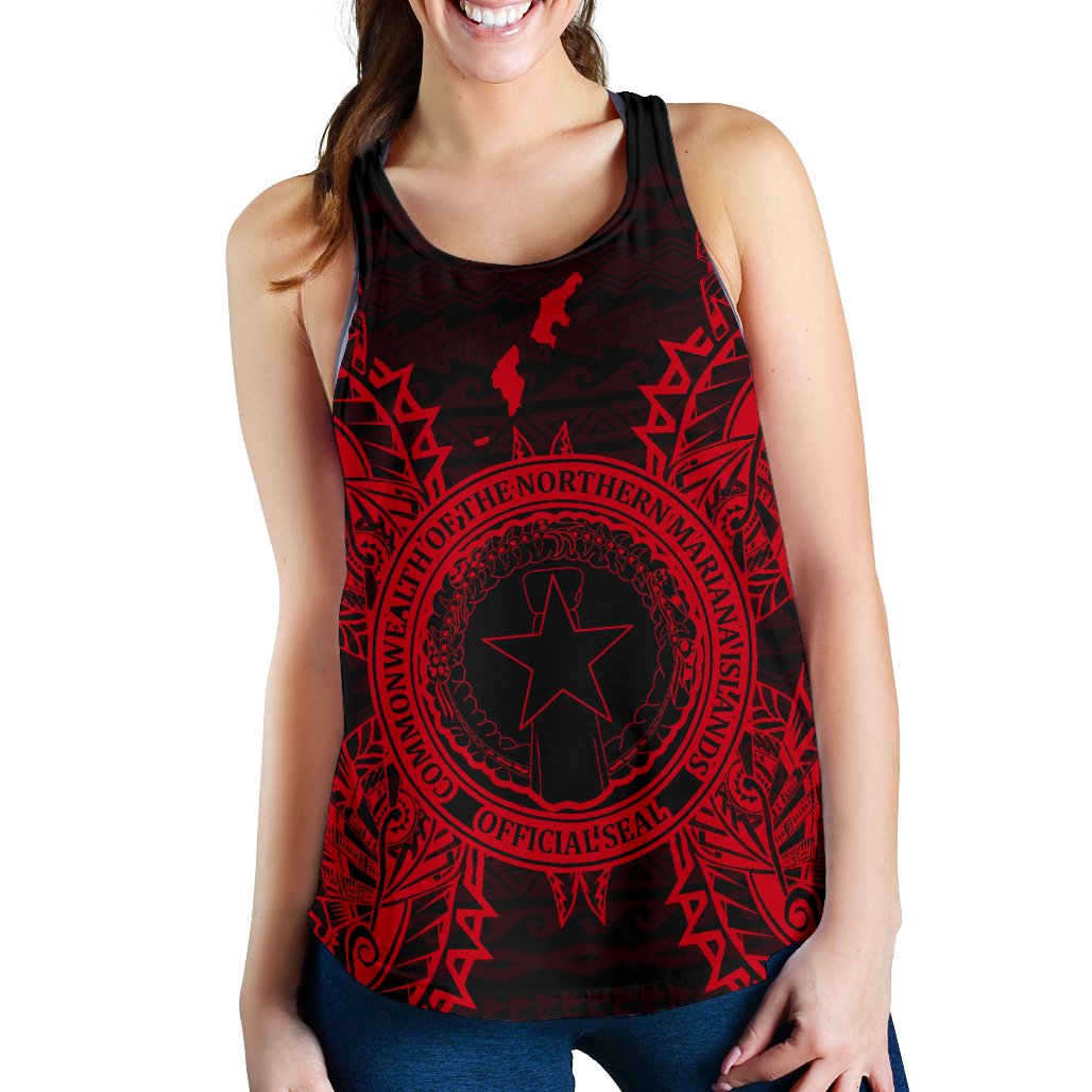 Northern Mariana Islands Polynesian Women Tank Top Map Red Red - Polynesian Pride
