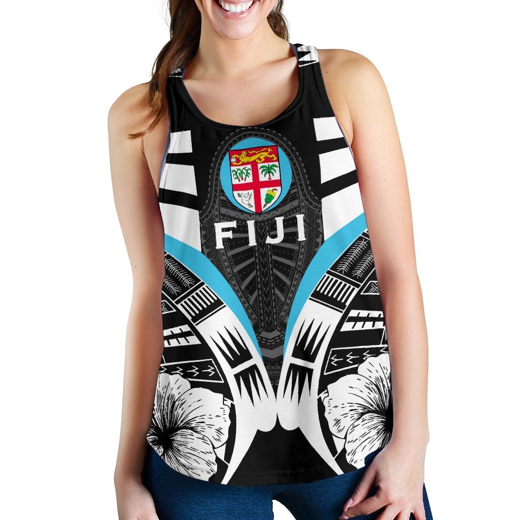 Fiji Tattoo Racerback Tank Hibiscus K9 Black - Polynesian Pride