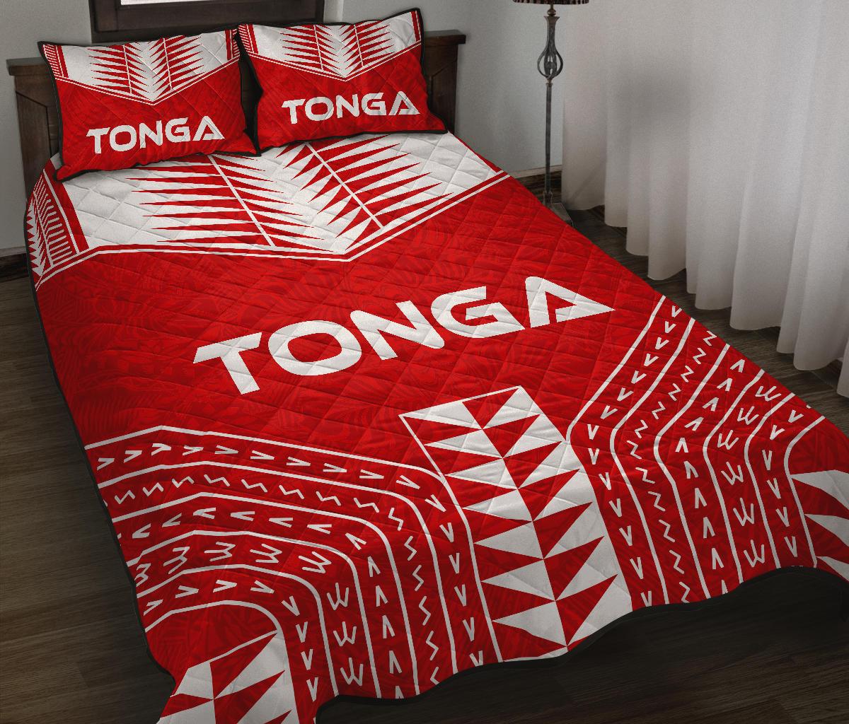 Tonga Quilt Bed Set - Tonga Pattern - Red Version - Polynesian Pride