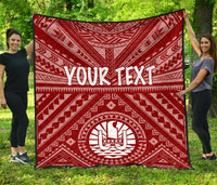 Tahiti Personalised Premium Quilt - Tahiti Seal In Polynesian Tattoo Style (Red) - Polynesian Pride
