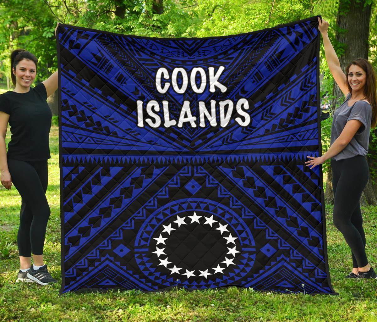 Cook Island Premium Quilt - Seal With Polynesian Tattoo Style ( Blue) - Polynesian Pride
