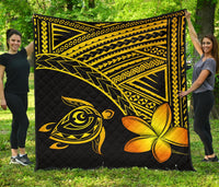 Hawaii Quilt - Hawaii Turtle Plumeria Quilt Yellow Yellow - Polynesian Pride