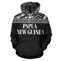 Papua New Guinea Polynesian ll Over Hoodie Black Horizontal - Polynesian Pride