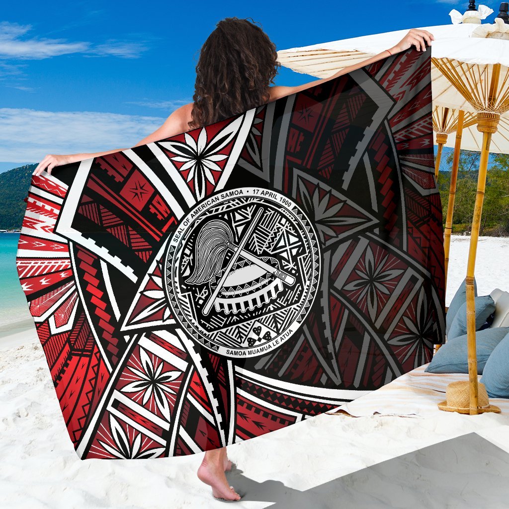 American Samoa Sarong - Tribal Flower Special Pattern Red Color SARONG ONE SIZE Red - Polynesian Pride