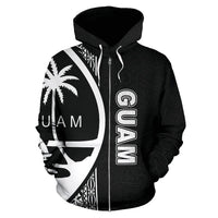 Guam Polynesian Zip up Hoodie White Line - Polynesian Pride