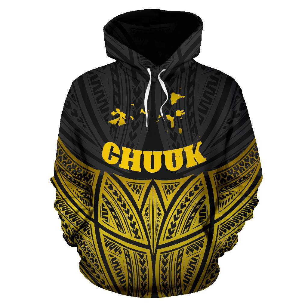Chuuk Polynesian Hoodie Gold Pride Map nd Seal - Polynesian Pride