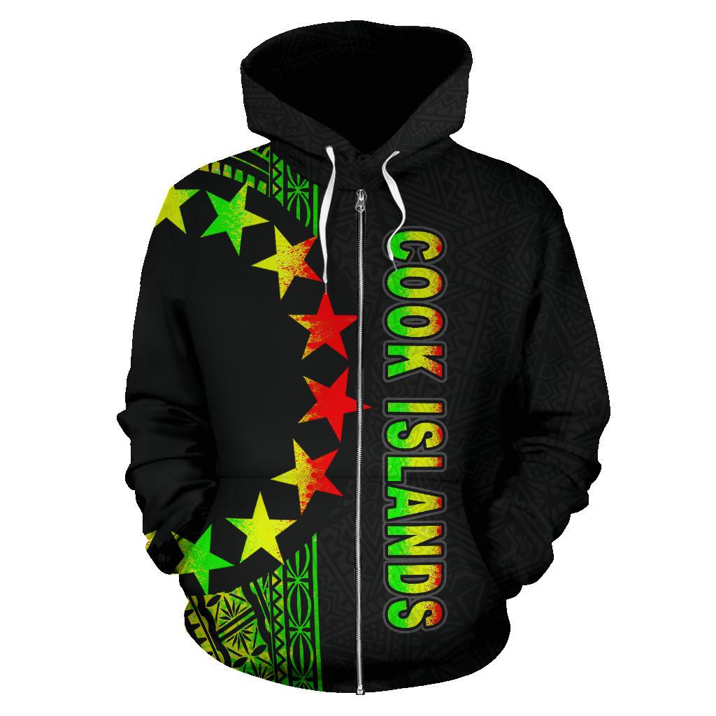 Cook Islands Polynesian Zip up Hoodie Line Reggae - Polynesian Pride
