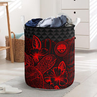 Federated States Of Micronesia Laundry Basket - Polynesian Turtle Hibiscus Red Laundry Basket One Size Red - Polynesian Pride