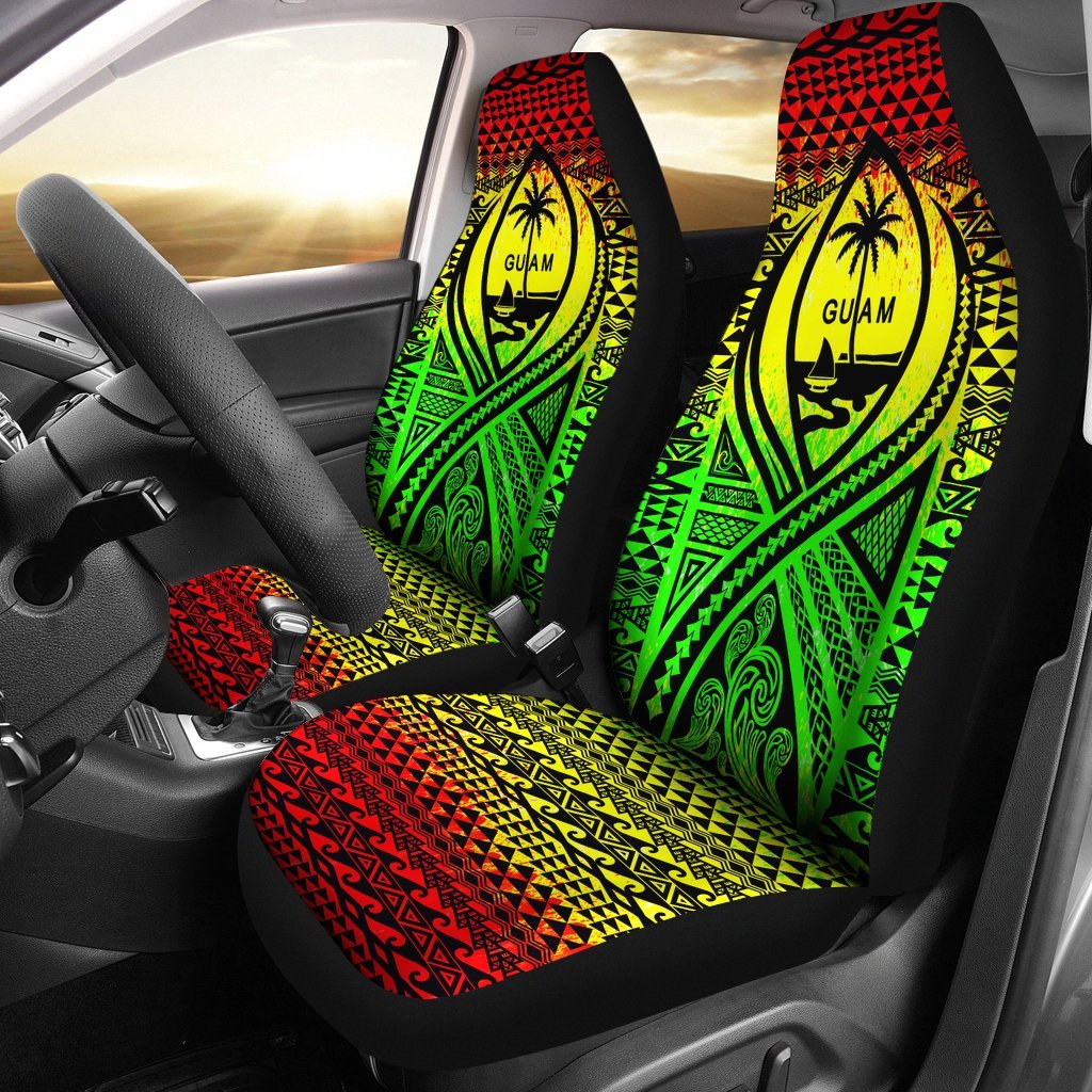 Guam Car Seat Cover - Guam Coat Of Arms Reggae Universal Fit Reggae - Polynesian Pride