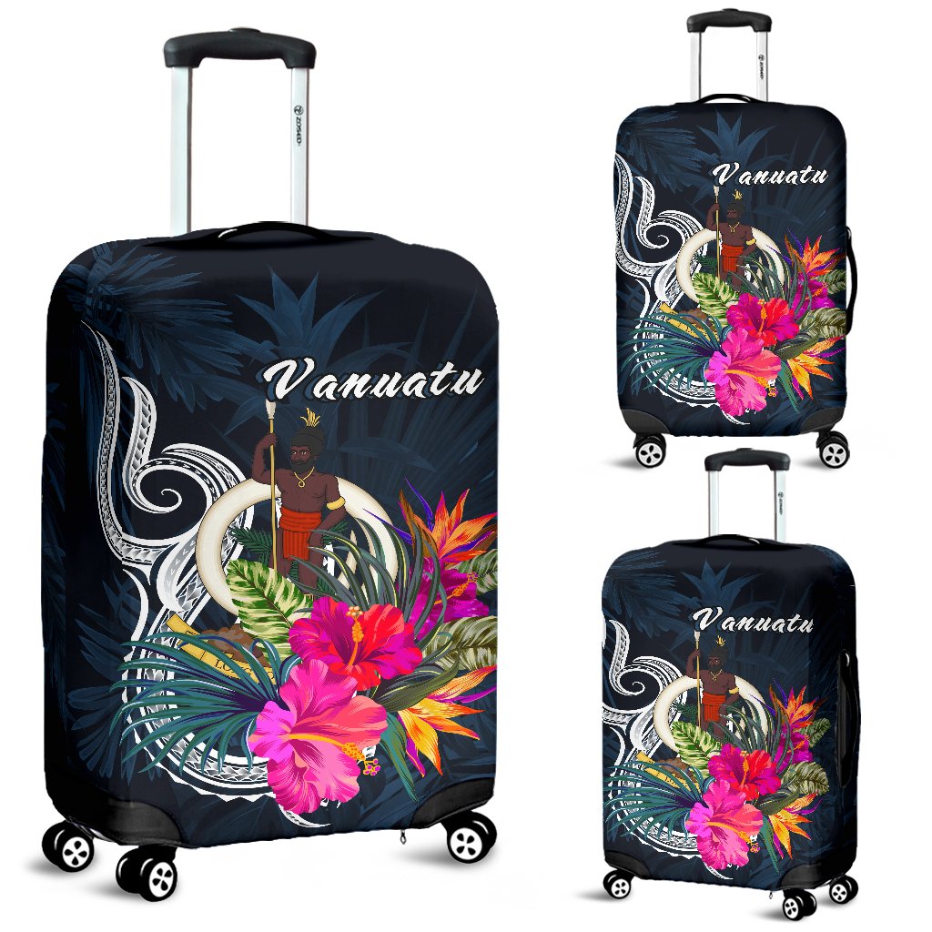 Vanuatu Polynesian Luggage Covers - Tropical Flower Blue - Polynesian Pride