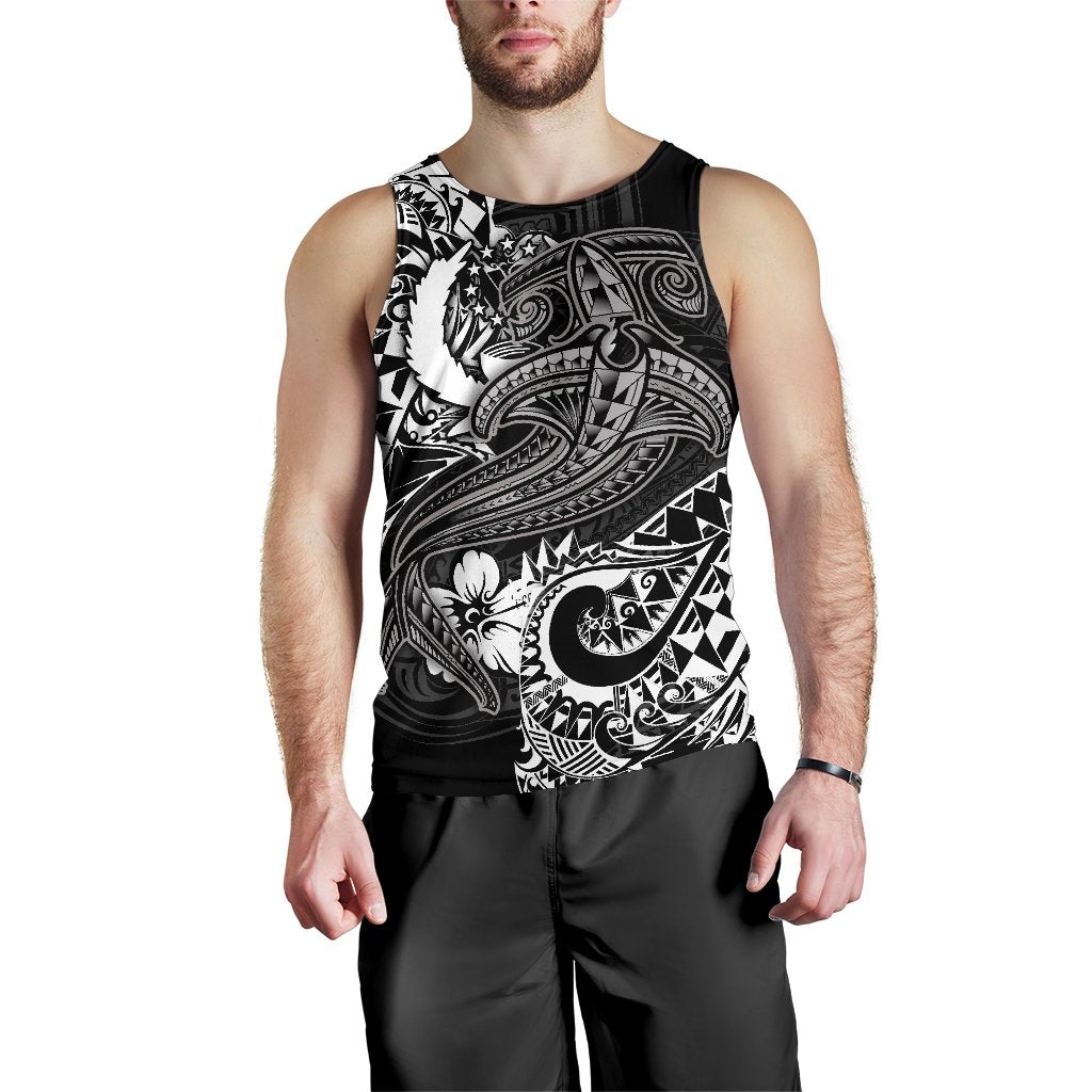 Pohnpei Men's Tank Top - White Shark Polynesian Tattoo - Polynesian Pride