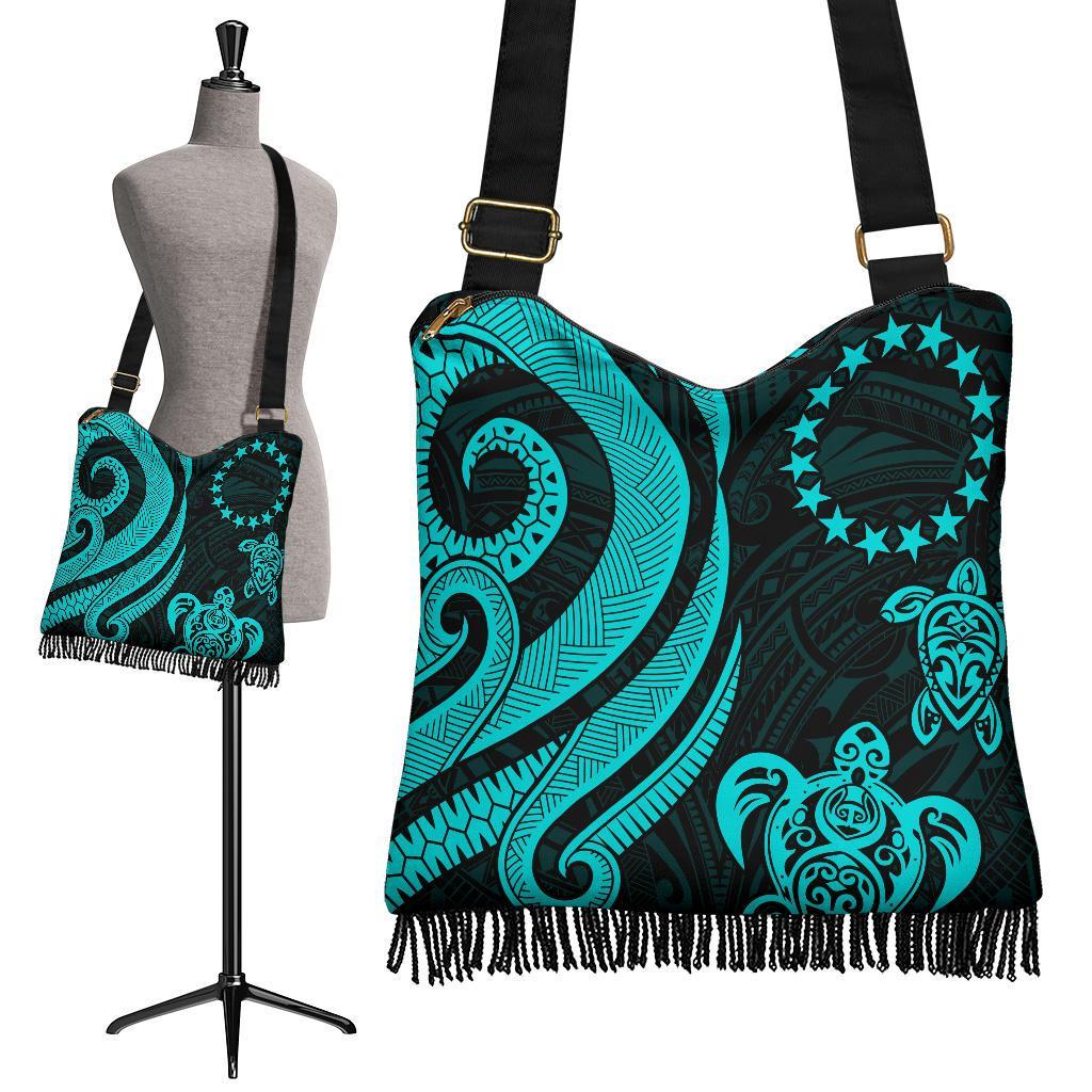 Cook Islands Boho Handbag - Turquoise Tentacle Turtle Boho Handbag One Size Turquoise - Polynesian Pride