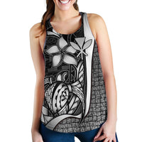Polynesian Hawaii Women Racerback Tank White - Turtle with Hook - Polynesian Pride
