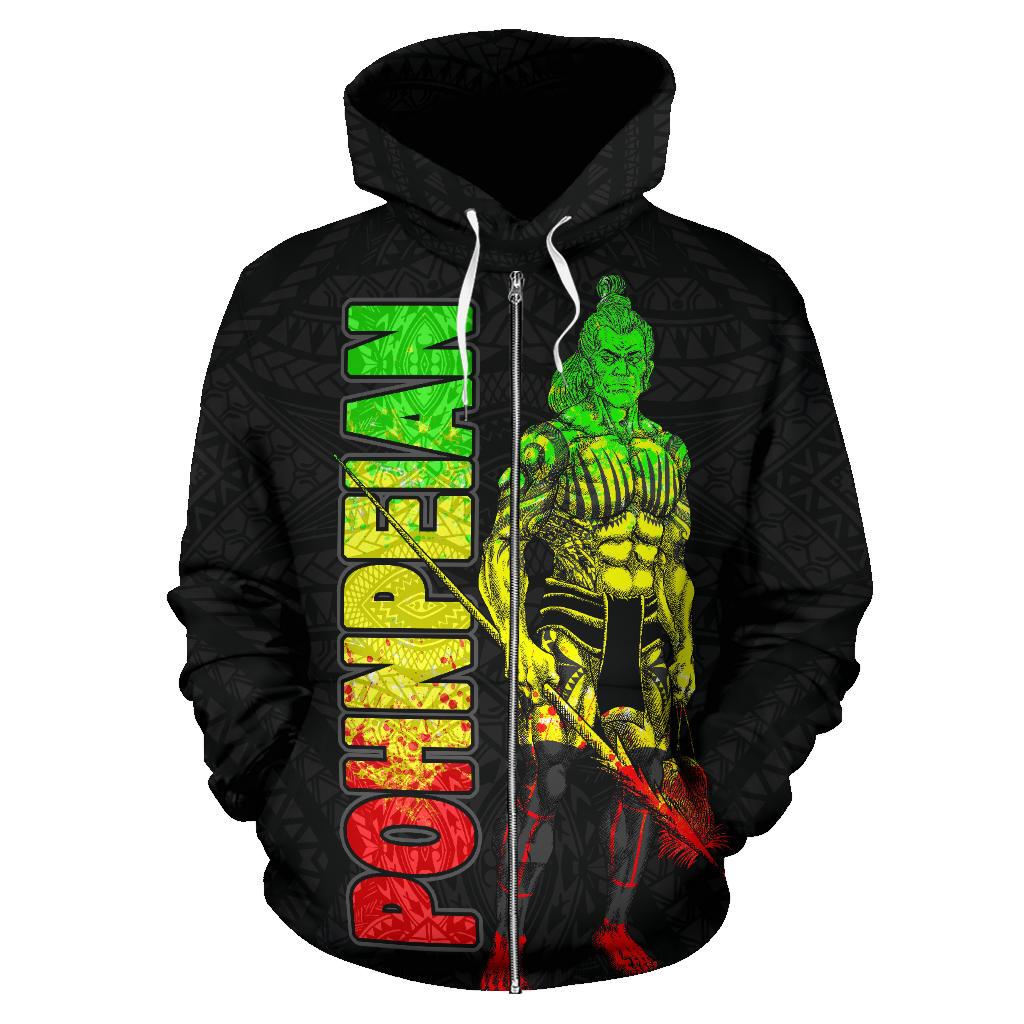 Pohnpei Zip up Hoodie Micronesia Pohnpeian Warrior Reggae - Polynesian Pride