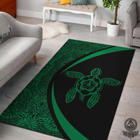 Hawaii Turtle Polynesian Area Rug Circle Style Green Green - Polynesian Pride