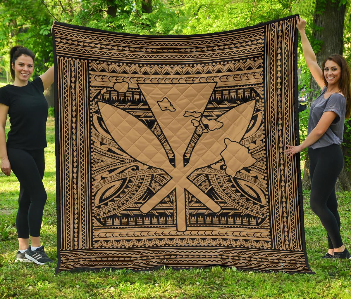 Hawaii Polynesian Kanaka Maoli Premium Quilt Gold Gold - Polynesian Pride