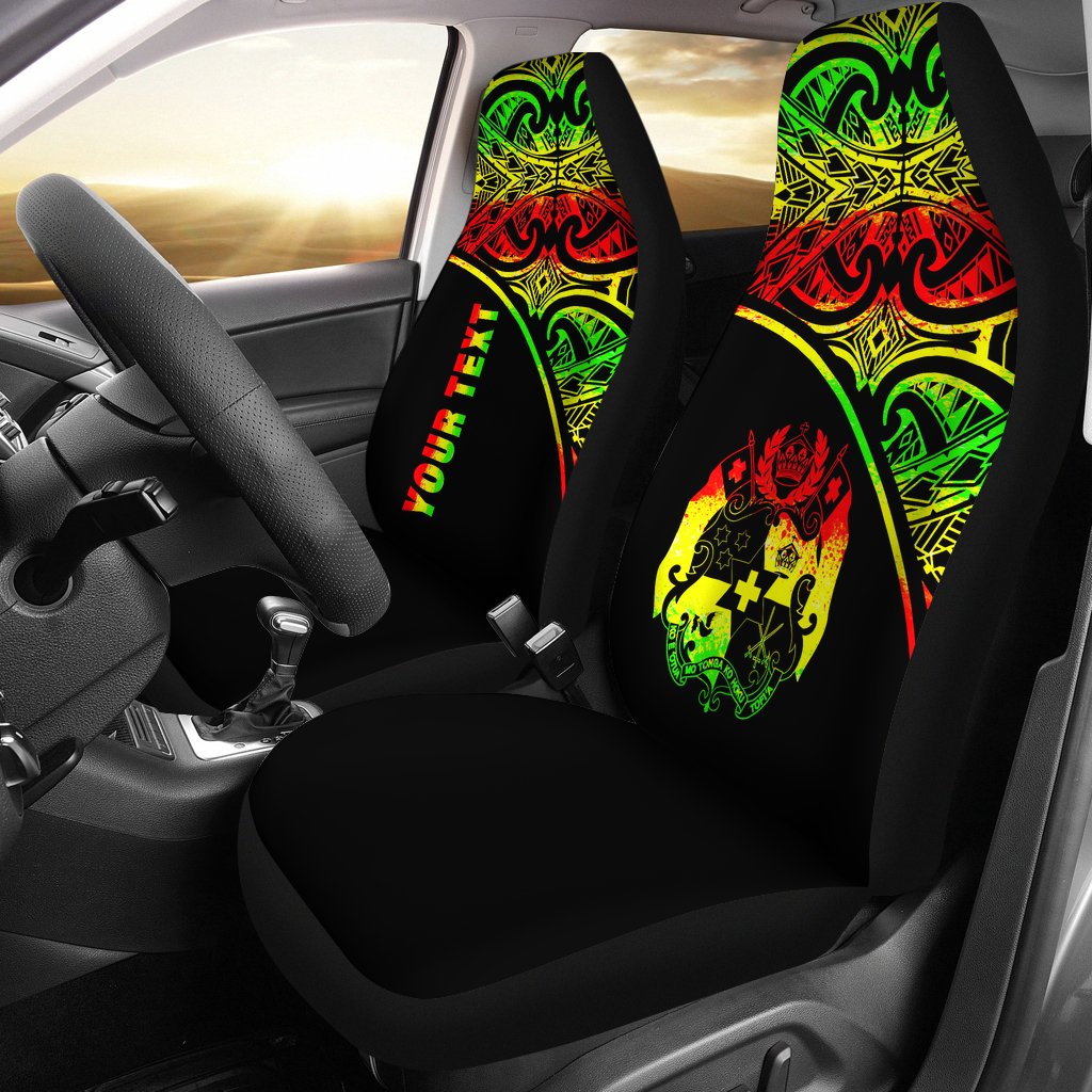 Tonga Custom Personalised Car Seat Covers - Tonga Coat Of Arms Polynesian Reggae Curve Universal Fit Reggae - Polynesian Pride