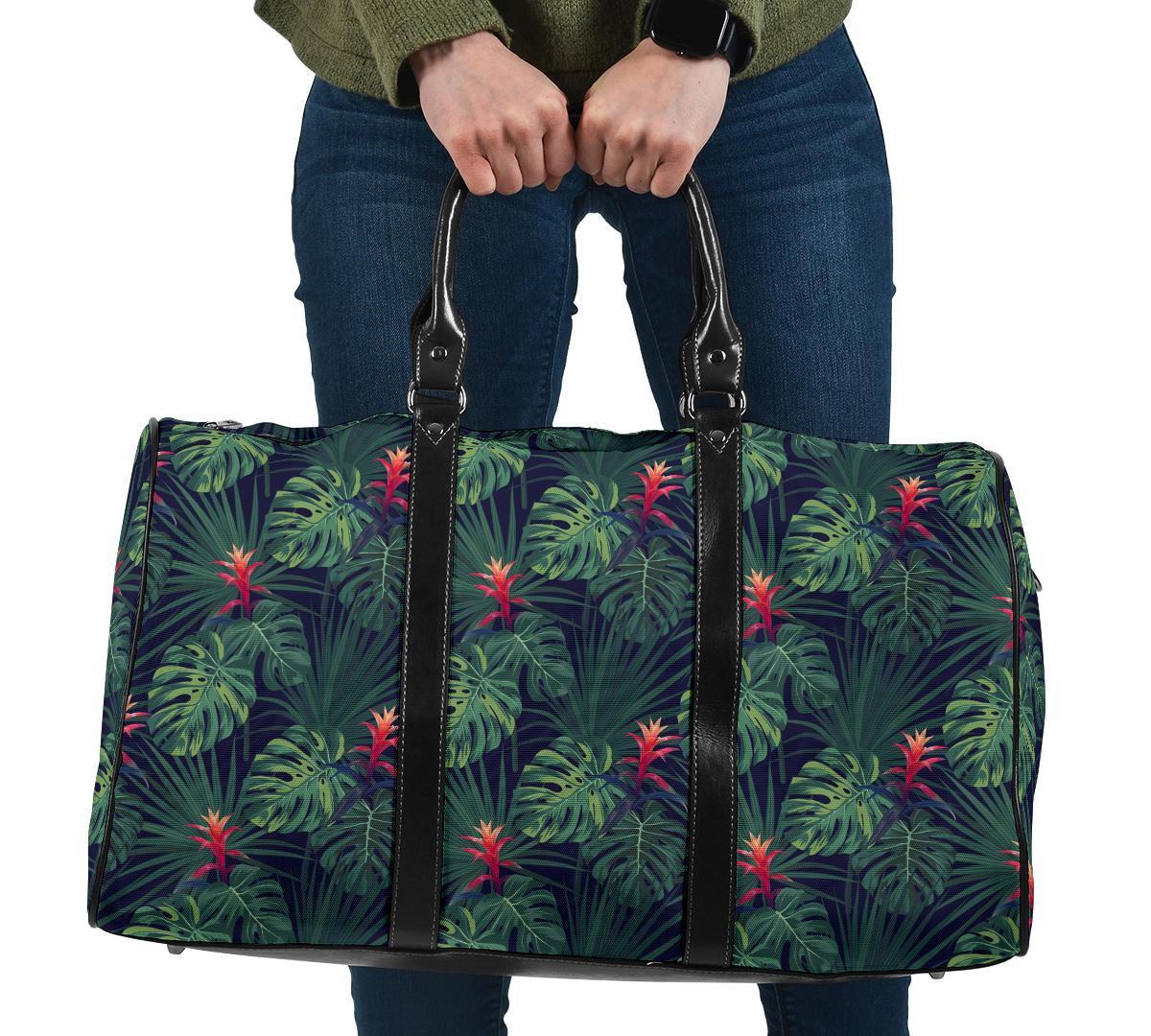Tropical Monstera Leaf Green Hawaii Travel Bag Travel Bag One size Black - Polynesian Pride