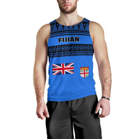 Fiji Men's Tank Top - Tapa Blue Style - Polynesian Pride