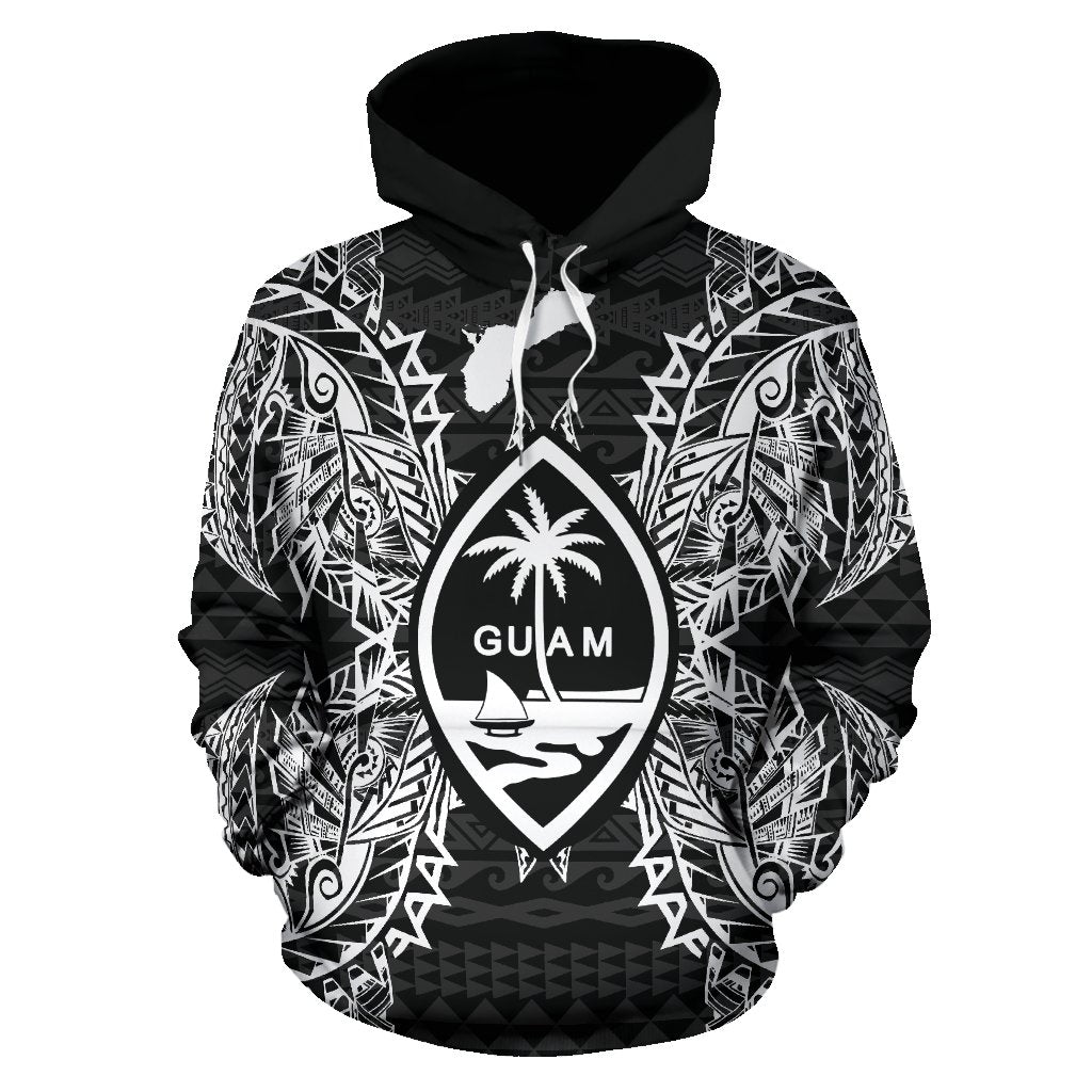 Guam Polynesian ll Over Hoodie Map Black - Polynesian Pride