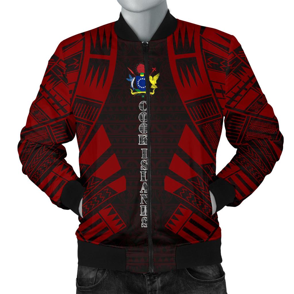 Cook Islands Men Bomber Jackets - Polynesian Tattoo Red Red - Polynesian Pride
