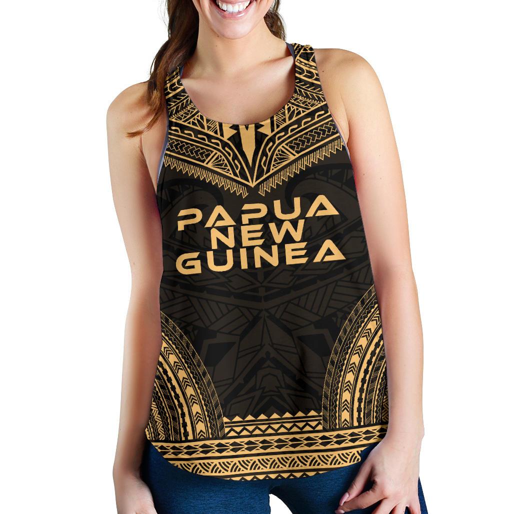 Papua New Guinea Women's Racerback Tank - Polynesian Chief Gold Version Gold - Polynesian Pride