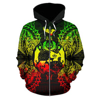 Tonga Polynesian All Over Zip up Hoodie Map Reggae - Polynesian Pride