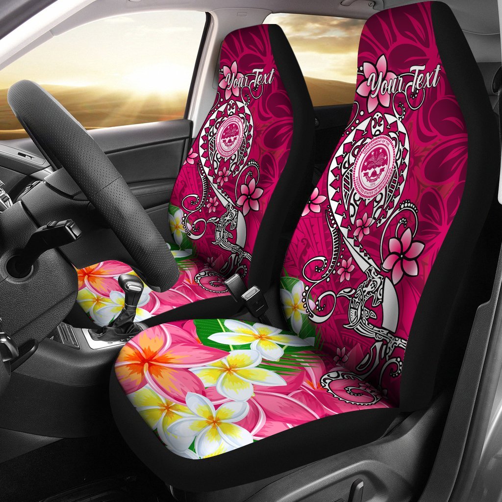 FSM Custom Personalised Car Seat Covers - Turtle Plumeria (PINK) Universal Fit Pink - Polynesian Pride